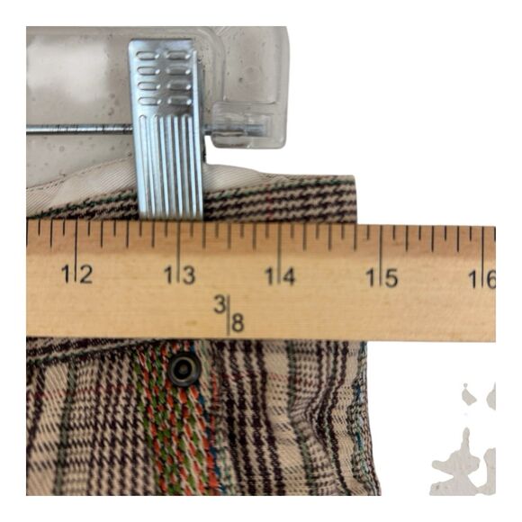 Two Ten Ten Five BIYA Johnny Was Plaid Embroidered Pants Sz 4 Low Rise Brown - Picture 6 of 11